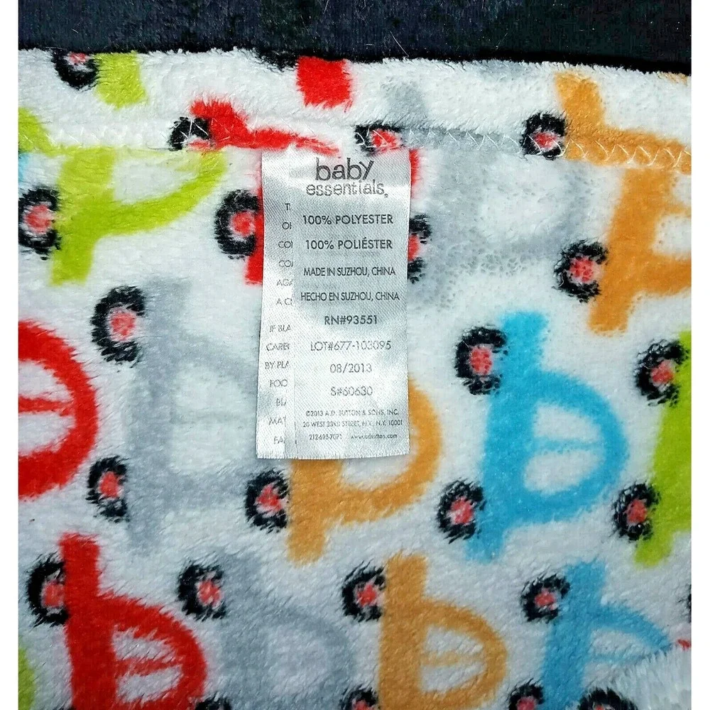 Baby Essentials Boy CAR Fleece Security Blanket Lovey White SOFT Vehicles Plush
